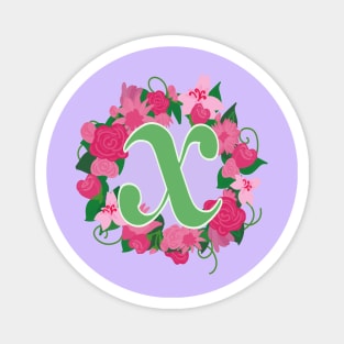 Monogram X, Personalized Floral Initial Magnet